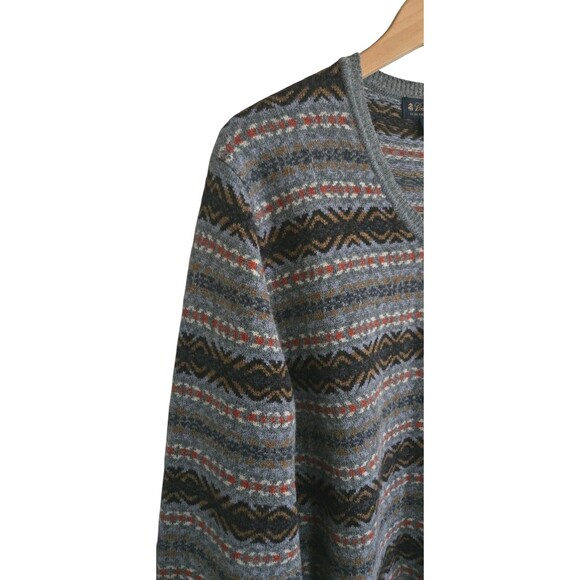 Brooks Brothers Scottish Lambswool Sweater Gray Fair Isle  Mens  Medium - Picture 2 of 6